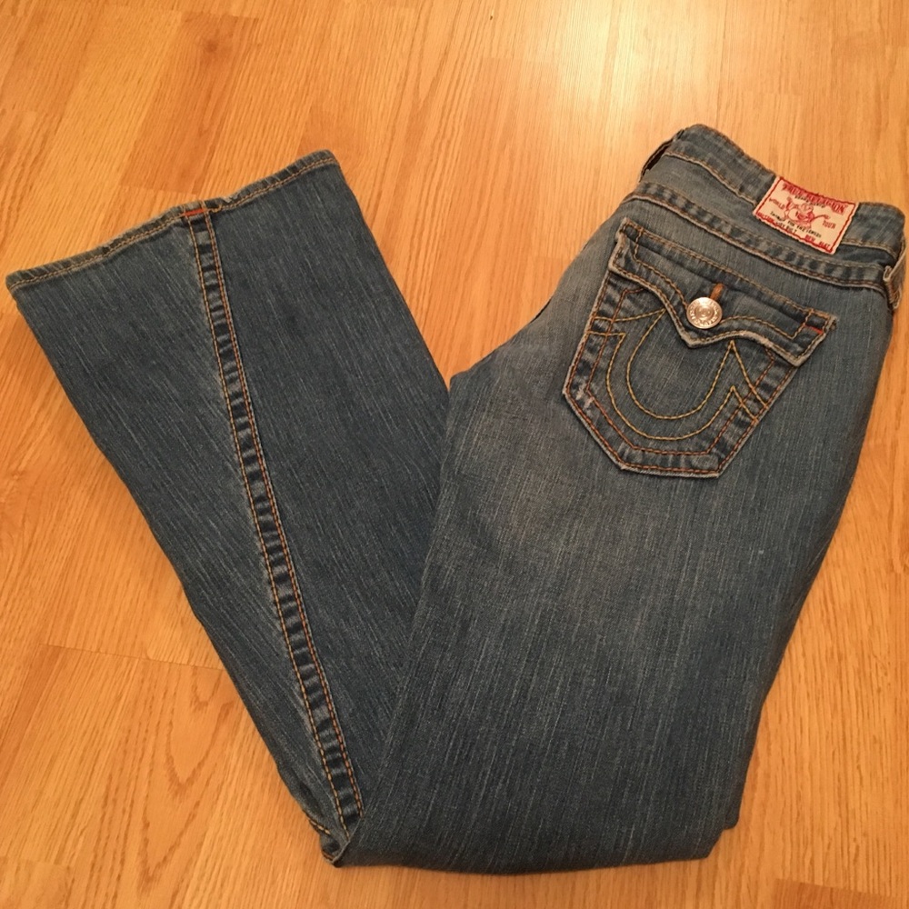 TRUE RELIGION Flare Button Pocket Jeans 29 32"